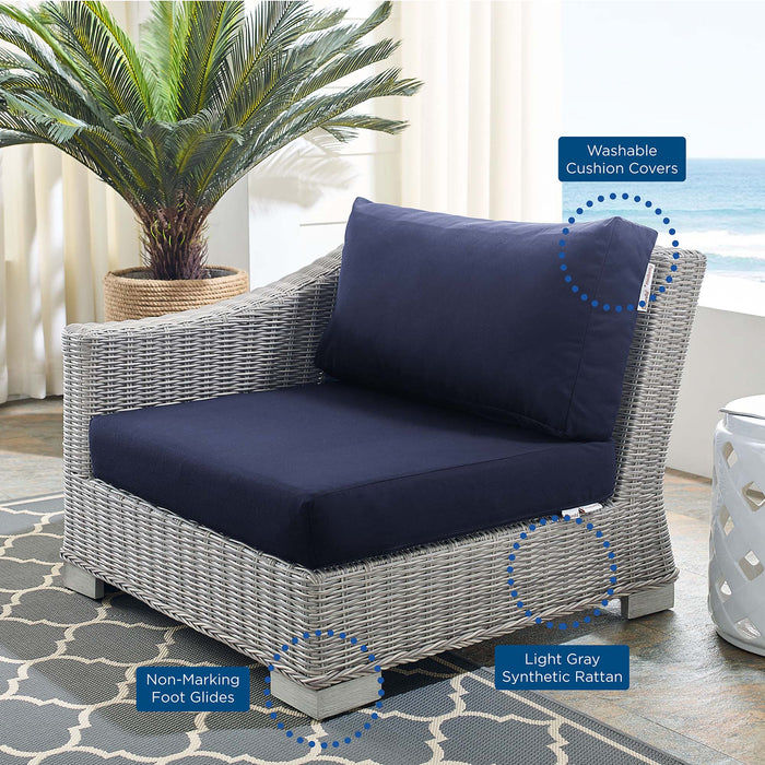 Conway Sunbrella® Outdoor Patio Wicker Rattan Left-Arm Chair - detail close-up