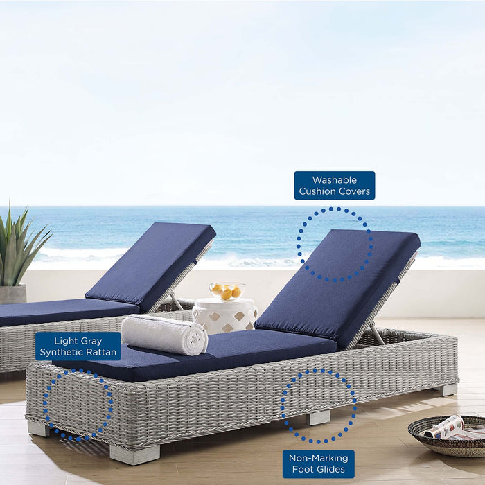 Conway Sunbrella® Outdoor Patio Wicker Rattan Chaise Lounge - in lifestyle setting