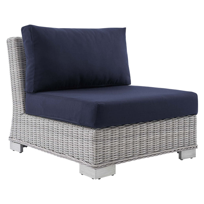 Conway Sunbrella® Outdoor Patio Wicker Rattan Armless Chair - detail close-up