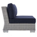 Conway Sunbrella® Outdoor Patio Wicker Rattan Armless Chair - in lifestyle setting