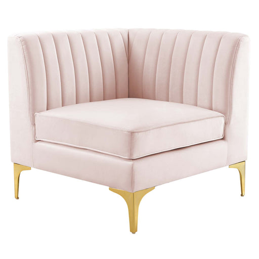 Modway Triumph Channel Tufted Velvet Corner Chair – Luxe Retro Modern Design for Stylish... Living Room Furniture - View 15