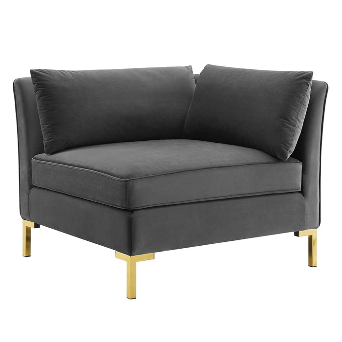 Modway Ardent Performance Velvet Corner Chair - Luxe Glam Deco Style for Modern Living Space Comfort - Detail View 2