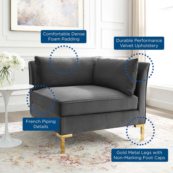 Modway Ardent Performance Velvet Corner Chair - Luxe Glam Deco Style for Modern Living Space Comfort - Product Image 5