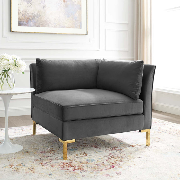 Modway Ardent Performance Velvet Corner Chair - Luxe Glam Deco Style for Modern Living Space Comfort - Product Image 6