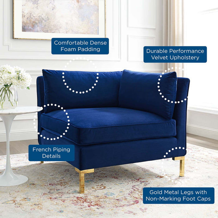 Modway Ardent Performance Velvet Corner Chair - Luxe Glam Deco Style for Modern Living Space Comfort - Product Image 11