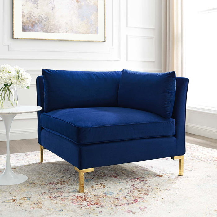 Modway Ardent Performance Velvet Corner Chair - Luxe Glam Deco Style for Modern Living Space Comfort - Product Image 12