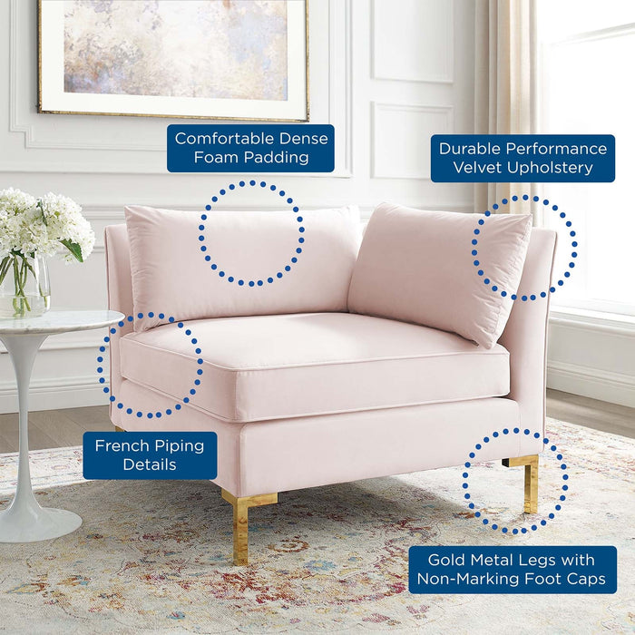 Modway Ardent Performance Velvet Corner Chair - Luxe Glam Deco Style for Modern Living Space Comfort - Product Image 16