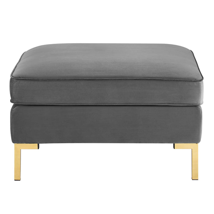 Ardent Performance Velvet Ottoman - Luxurious Glam Deco Design with Gold Legs for Stylish Living Spaces