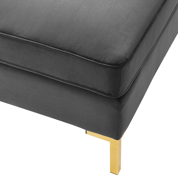 Ardent Performance Velvet Ottoman - Luxurious Glam Deco Design with Gold Legs for Stylish Living Spaces