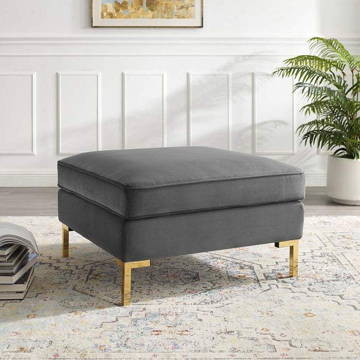 Ardent Performance Velvet Ottoman - Luxurious Glam Deco Design with Gold Legs for Stylish Living Spaces