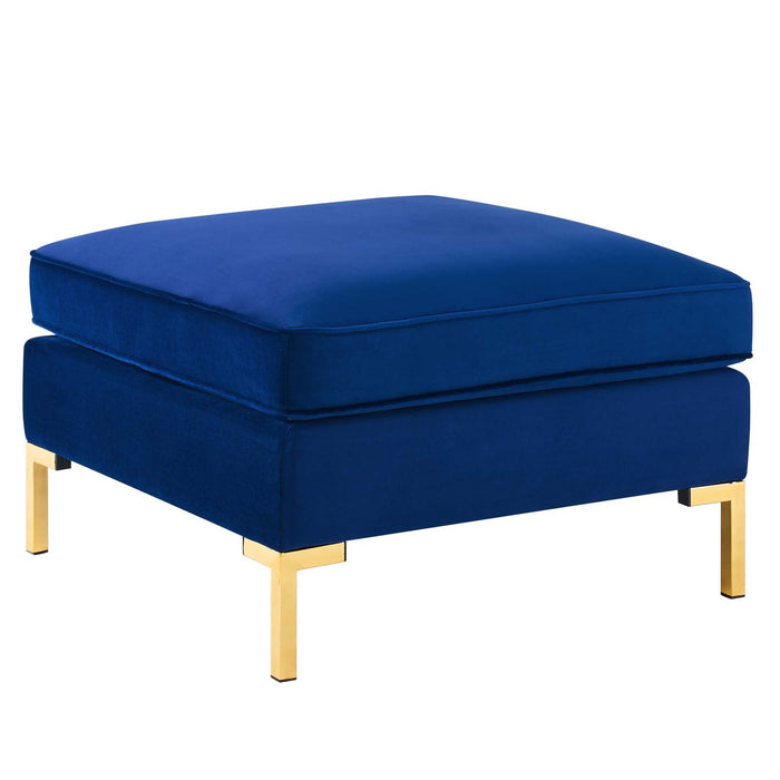 Ardent Performance Velvet Ottoman - Luxurious Glam Deco Design with Gold Legs for Stylish Living Spaces
