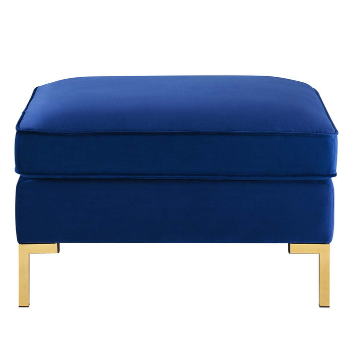 Ardent Performance Velvet Ottoman - Luxurious Glam Deco Design with Gold Legs for Stylish Living Spaces