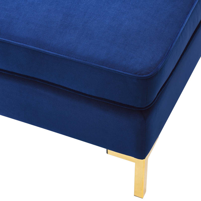 Ardent Performance Velvet Ottoman - Luxurious Glam Deco Design with Gold Legs for Stylish Living Spaces