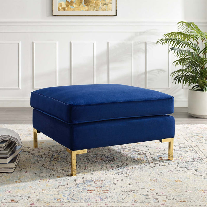 Ardent Performance Velvet Ottoman - Luxurious Glam Deco Design with Gold Legs for Stylish Living Spaces