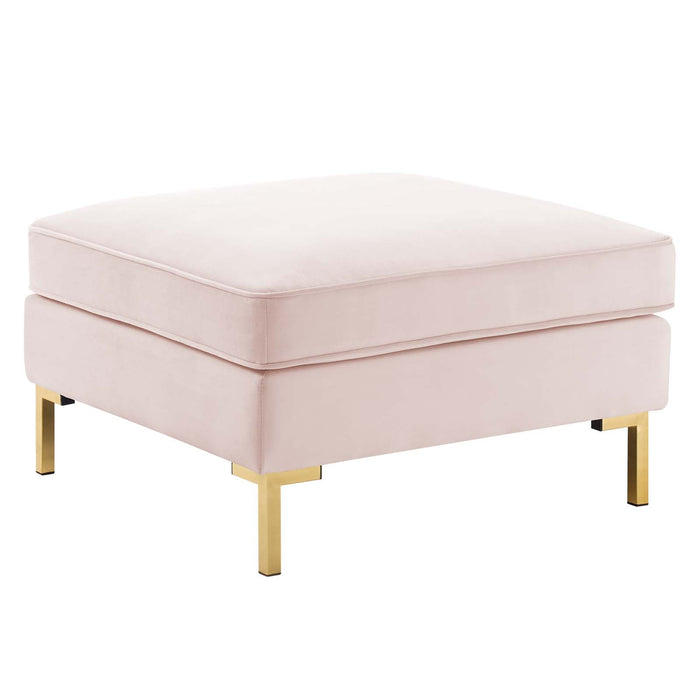 Ardent Performance Velvet Ottoman - Luxurious Glam Deco Design with Gold Legs for Stylish Living Spaces