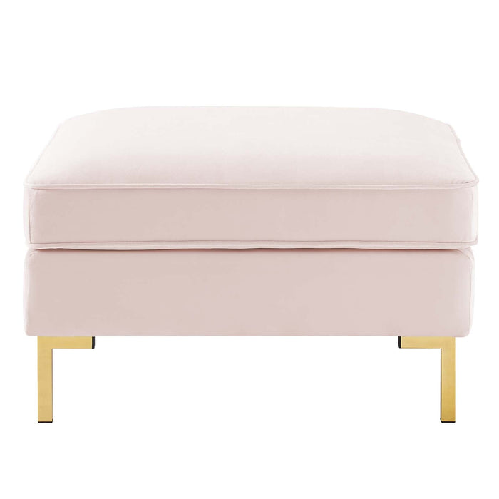 Ardent Performance Velvet Ottoman - Luxurious Glam Deco Design with Gold Legs for Stylish Living Spaces