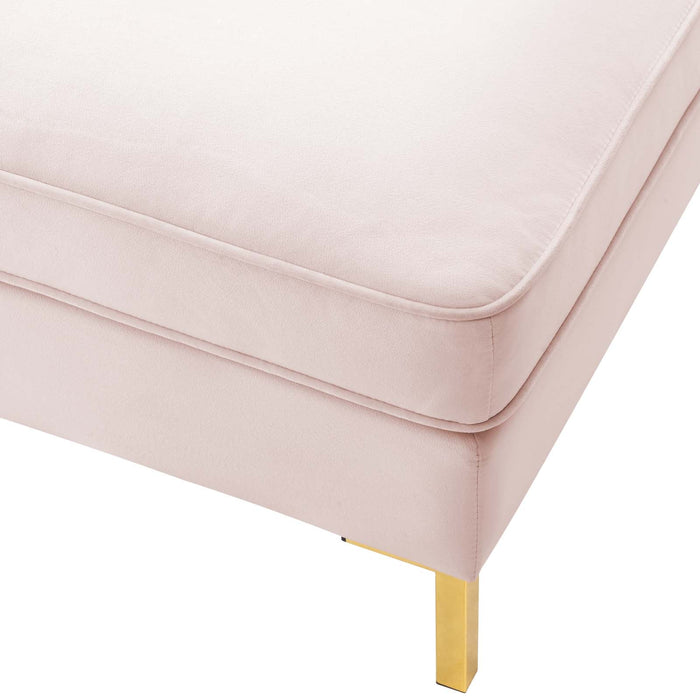Ardent Performance Velvet Ottoman - Luxurious Glam Deco Design with Gold Legs for Stylish Living Spaces