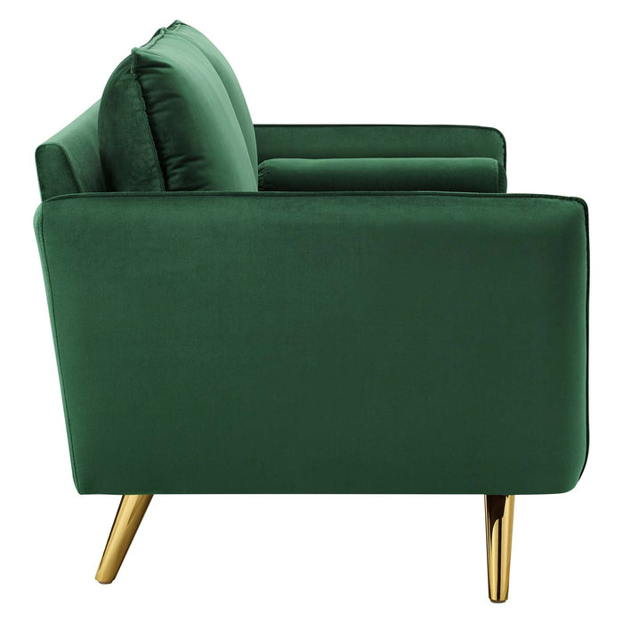 Revive Upholstered Performance Velvet Sofa with Gold Legs - Stylish, Comfortable, and Durable Design