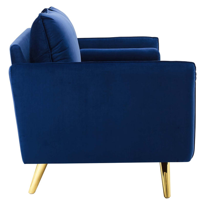 Revive Upholstered Performance Velvet Sofa with Gold Legs - Stylish, Comfortable, and Durable Design