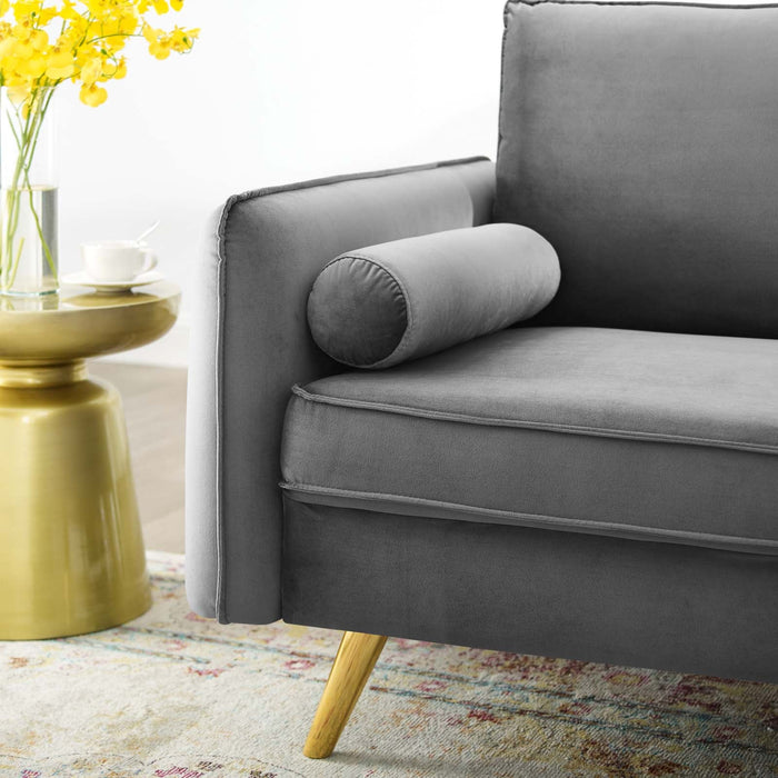 Revive Upholstered Performance Velvet Loveseat with Splayed Gold Legs - Stylish Comfort for Any Space