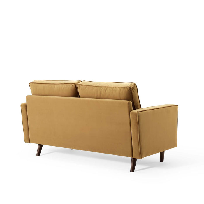 Modway Valour Mid-Century Modern Loveseat in Stain-Resistant Velvet with Bolster Pillows... Living Room Furniture - Close-Up