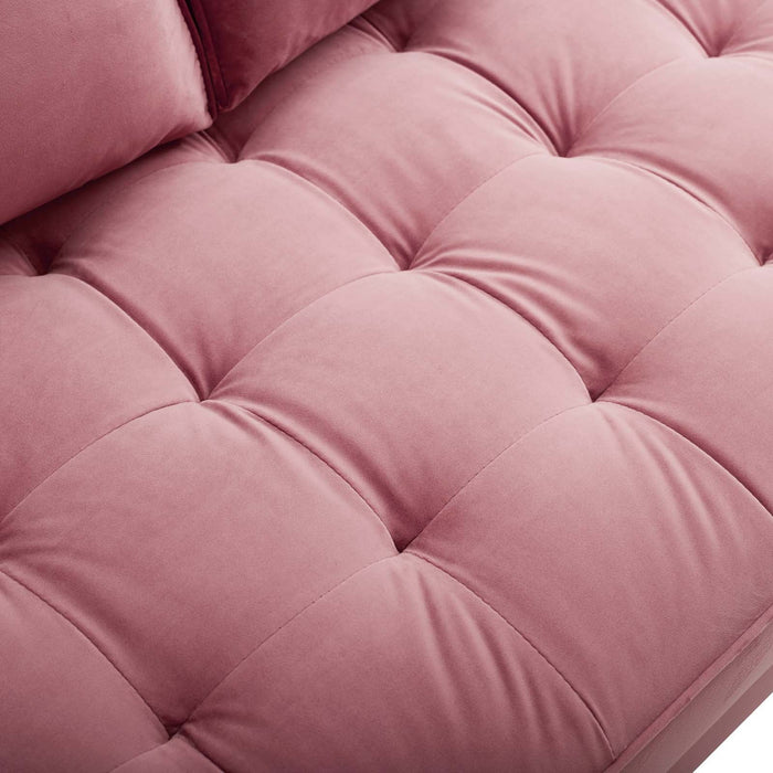 Modway Valour Mid-Century Modern Loveseat in Stain-Resistant Velvet with Bolster Pillows... Living Room Furniture - View 14