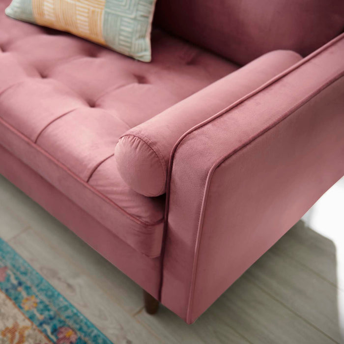 Modway Valour Mid-Century Modern Loveseat in Stain-Resistant Velvet with Bolster Pillows... Living Room Furniture - View 15