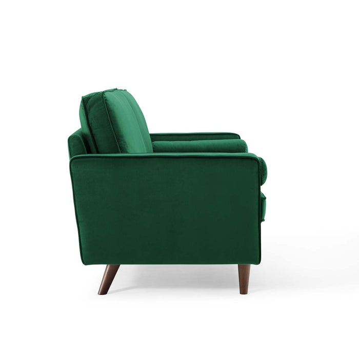Modway Valour Mid-Century Modern Loveseat in Stain-Resistant Velvet with Bolster Pillows... Living Room Furniture - View 19