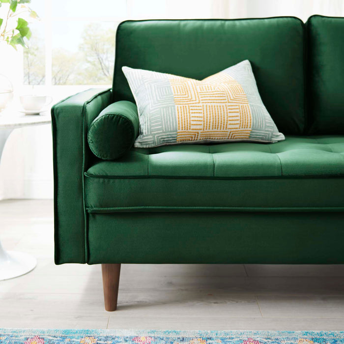 Modway Valour Mid-Century Modern Loveseat in Stain-Resistant Velvet with Bolster Pillows... Living Room Furniture - View 23