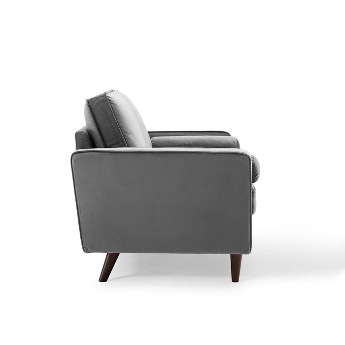 Modway Valour Mid-Century Modern Loveseat in Stain-Resistant Velvet with Bolster Pillows... Living Room Furniture - View 27