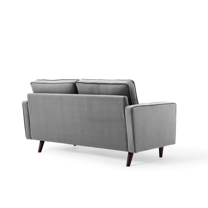 Modway Valour Mid-Century Modern Loveseat in Stain-Resistant Velvet with Bolster Pillows... Living Room Furniture - View 28