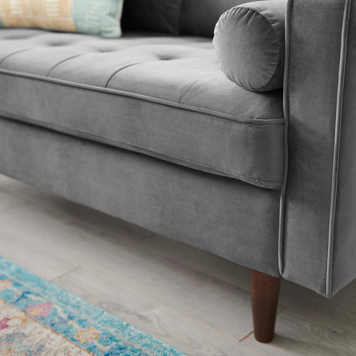Modway Valour Mid-Century Modern Loveseat in Stain-Resistant Velvet with Bolster Pillows... Living Room Furniture - View 31