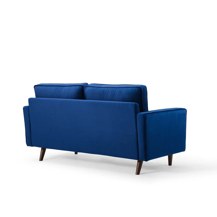 Modway Valour Mid-Century Modern Loveseat in Stain-Resistant Velvet with Bolster Pillows... Living Room Furniture - View 43
