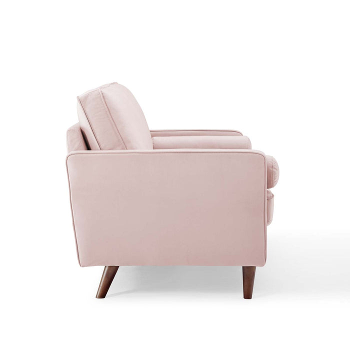 Modway Valour Mid-Century Modern Loveseat in Stain-Resistant Velvet with Bolster Pillows... Living Room Furniture - View 50