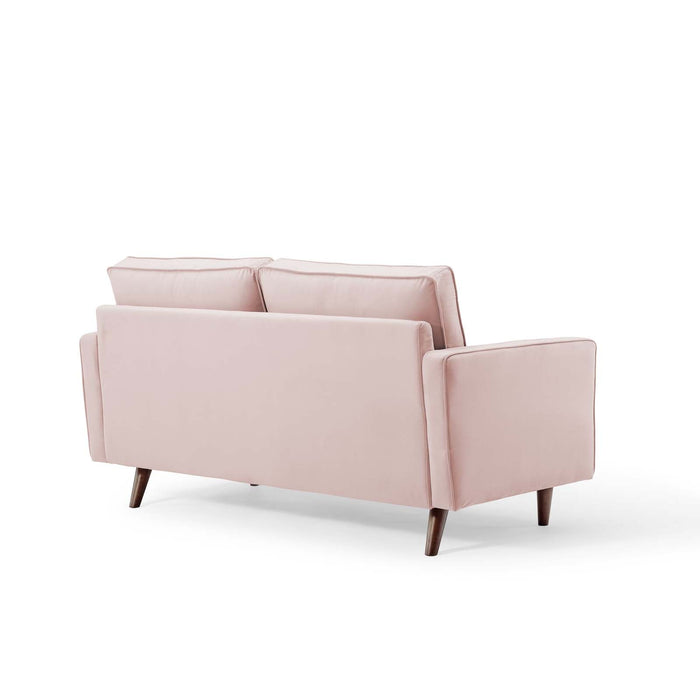 Modway Valour Mid-Century Modern Loveseat in Stain-Resistant Velvet with Bolster Pillows... Living Room Furniture - View 51