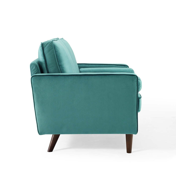 Modway Valour Mid-Century Modern Loveseat in Stain-Resistant Velvet with Bolster Pillows... Living Room Furniture - View 58