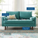 Modway Valour Mid-Century Modern Loveseat in Stain-Resistant Velvet with Bolster Pillows... Living Room Furniture - View 63
