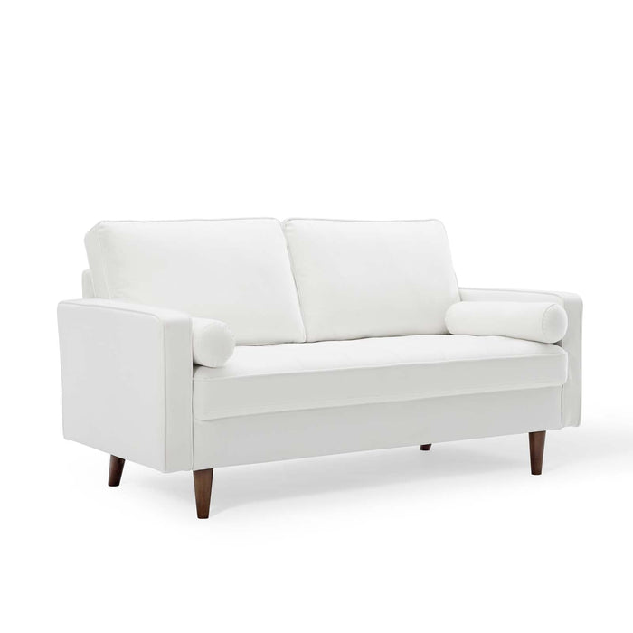 Modway Valour Mid-Century Modern Loveseat in Stain-Resistant Velvet with Bolster Pillows... Living Room Furniture - View 64