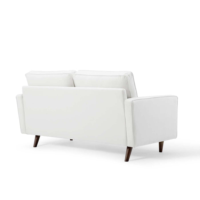 Modway Valour Mid-Century Modern Loveseat in Stain-Resistant Velvet with Bolster Pillows... Living Room Furniture - View 67
