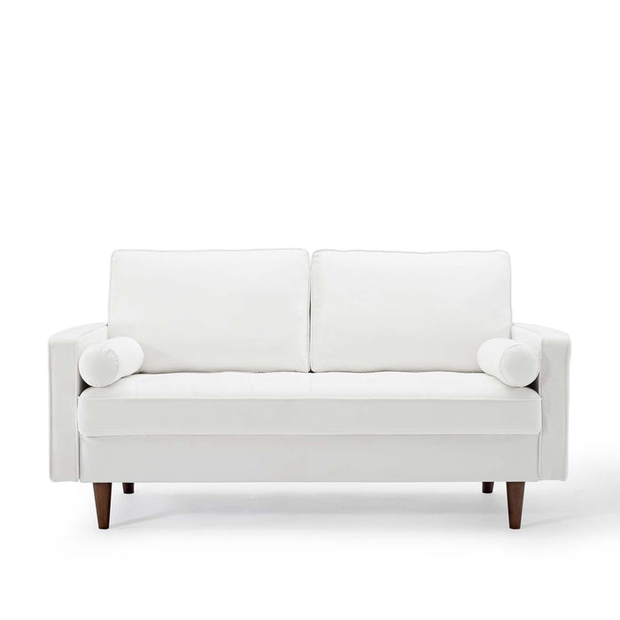 Modway Valour Mid-Century Modern Loveseat in Stain-Resistant Velvet with Bolster Pillows... Living Room Furniture - View 68