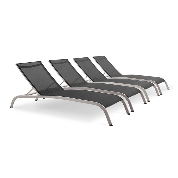 Savannah Outdoor Patio Mesh Chaise Lounge Set of 4 - alternate angle view