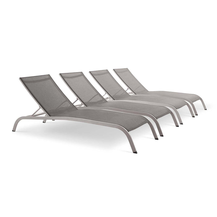 Savannah Outdoor Patio Mesh Chaise Lounge Set of 4 - view 8