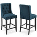 Baronet Upholstered Fabric Counter Bar Stool Set of 2 Azure