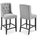 Baronet Upholstered Fabric Counter Bar Stool Set of 2 Light Gray