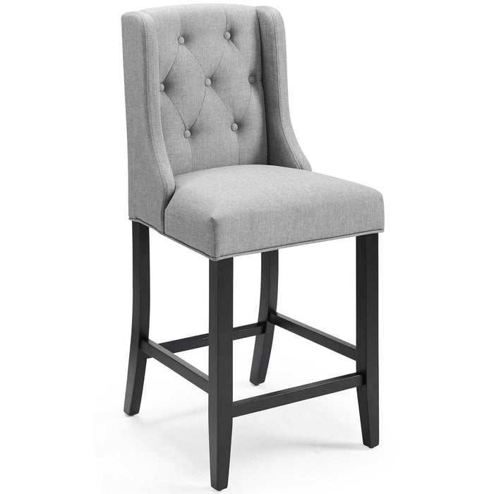 Baronet Upholstered Fabric Counter Bar Stool Set of 2 Light Gray