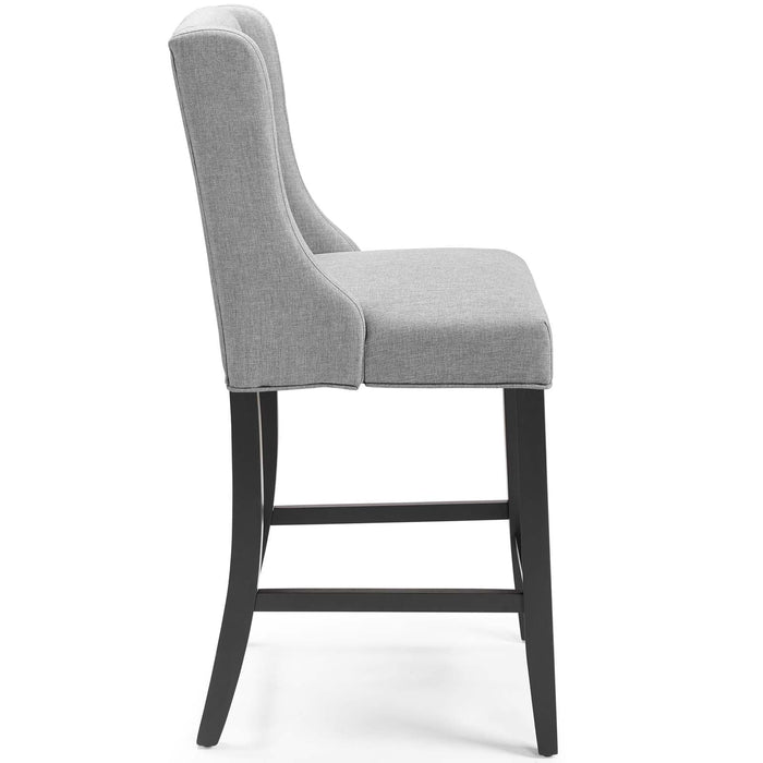 Baronet Upholstered Fabric Counter Bar Stool Set of 2 Light Gray