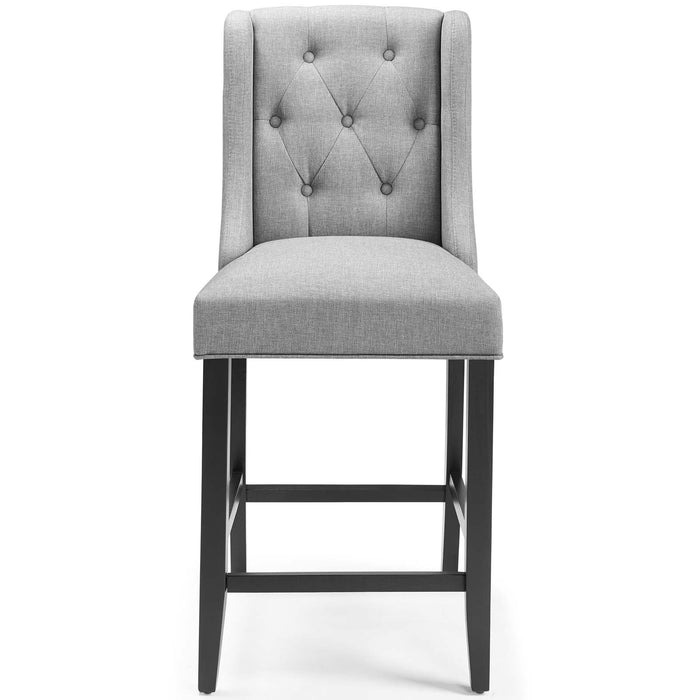 Baronet Upholstered Fabric Counter Bar Stool Set of 2 Light Gray