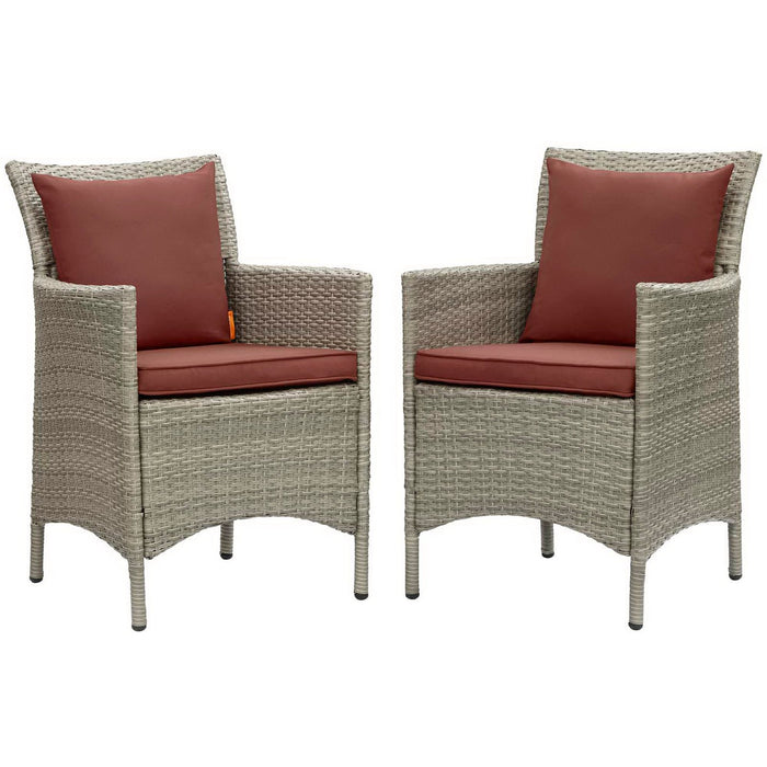 Conduit Outdoor Wicker Rattan Dining Armchair Set of 2 Light Gray Currant
