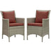 Conduit Outdoor Wicker Rattan Dining Armchair Set of 2 Light Gray Currant