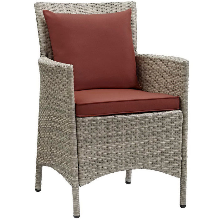 Conduit Outdoor Wicker Rattan Dining Armchair Set of 2 Light Gray Currant